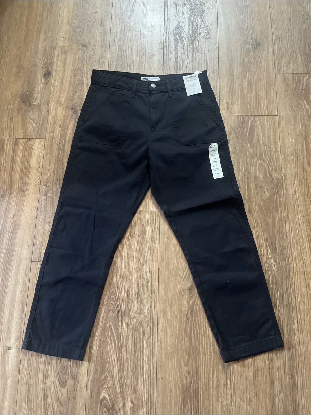 Signature by Levi Strauss Black Straight Leg Twill Women's Pants Sz 8 NWT
